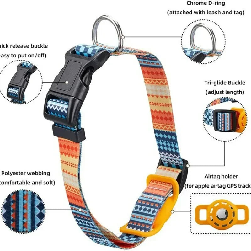 'Digital Printing' Design Collar for Apple Airtag for Cats and Dogs